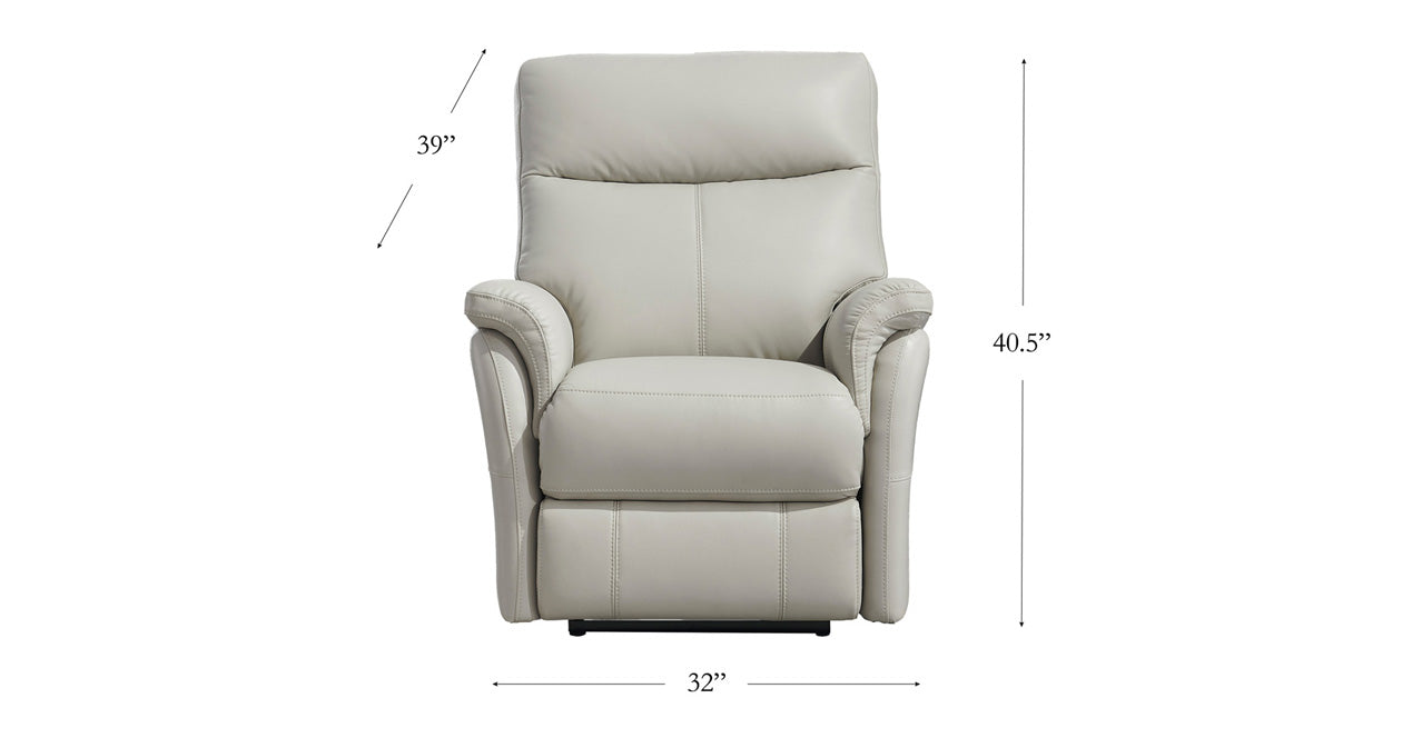 Lucia Power Headrest Leather Recliner, Ice